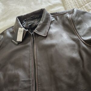 NEW Industry 100% Lamb Leather Mens Brown Chestnut  Jacket XL